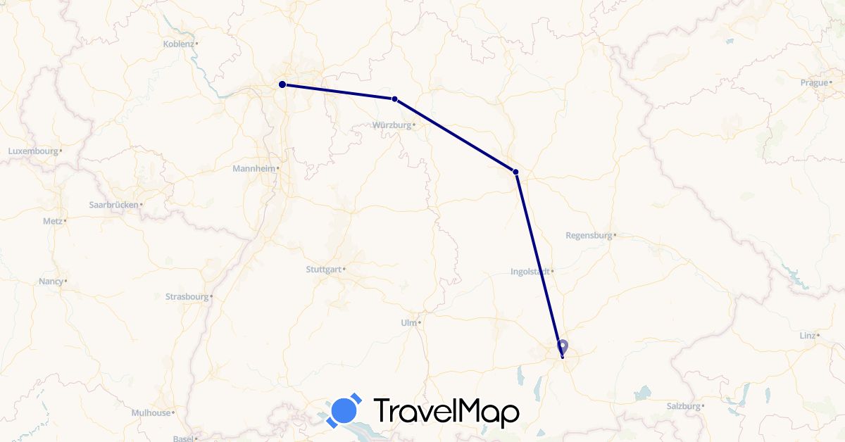 TravelMap itinerary: driving, plane in Germany (Europe)